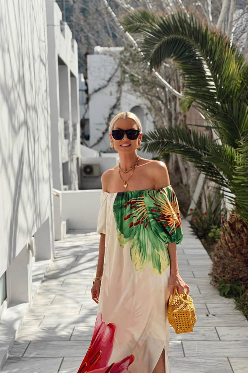 Dorothy Off Shoulder Print Maxi Dress
