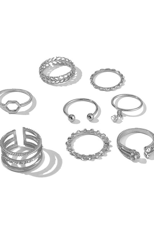 8pcs/sets Bohemian Geometric Rings Sets Silver