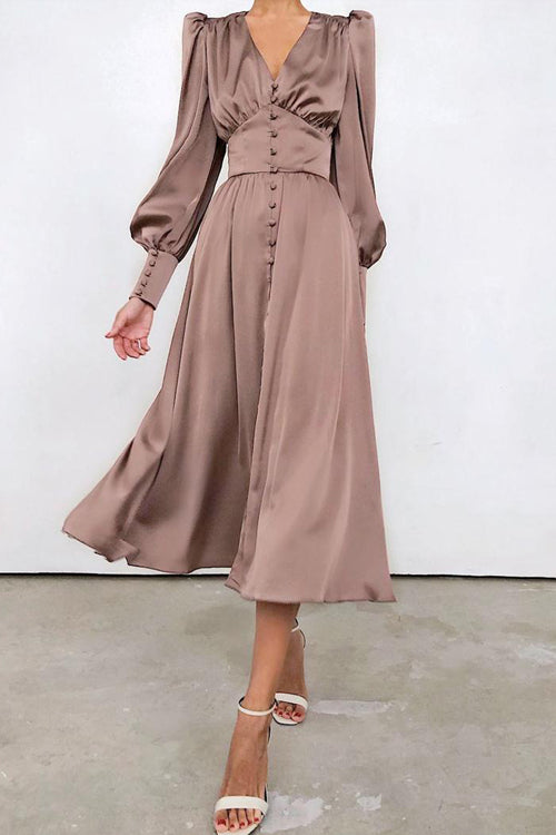 Adorably Flirty Stain Midi Dress - 6 Colors Brown