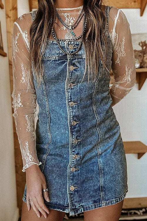 Uniquely Darling Medium Wash Denim Mini Dress - 2 Colors