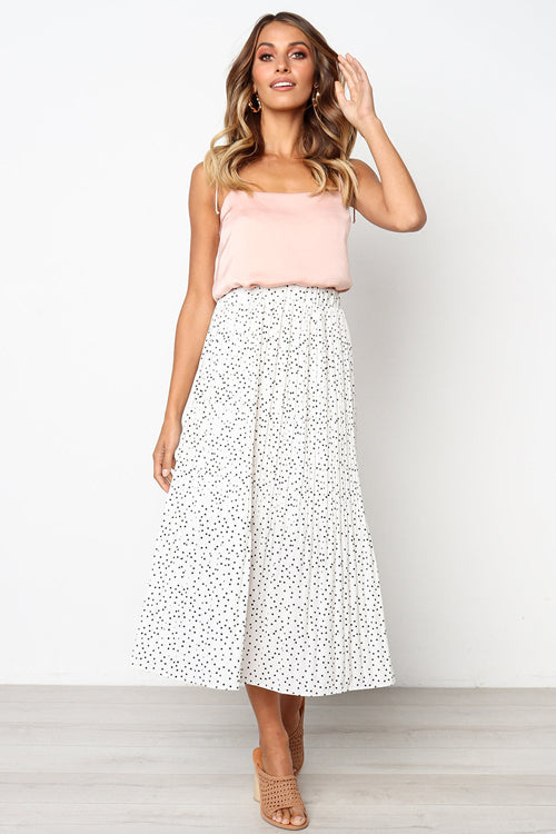 Keep Loving Pleated Print Pocket Maxi Skirt - 7 Colors White