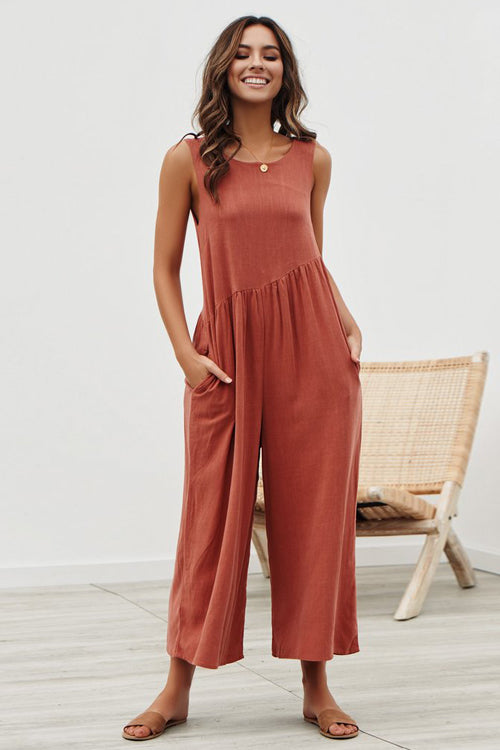 Always Thriving V-back Casual Tank Jumpsuit - 6 Colors Orange