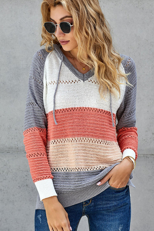Cute And Cozy Striped Knit Sweater - 4 Colors Grey