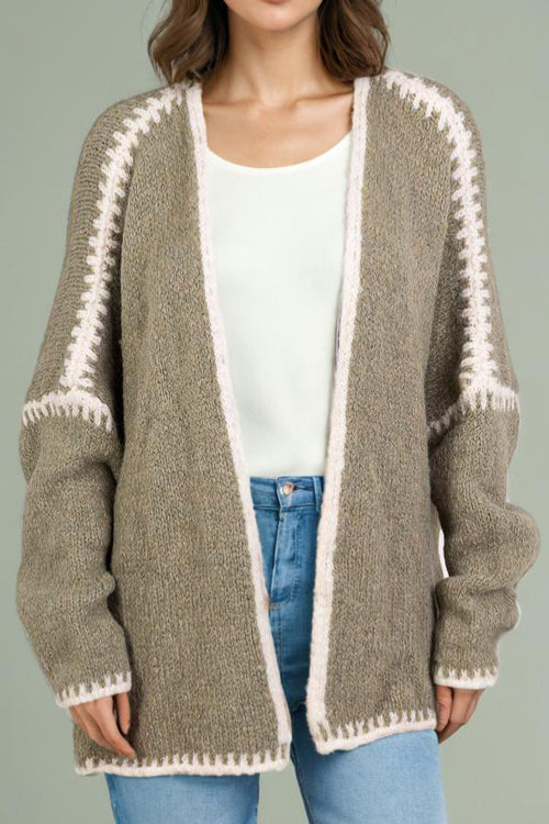 Easy Introductions Knit Cardigan Sweater - 7 Colors Olive