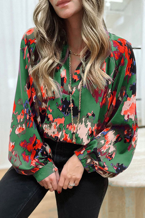 Never Been Better Floral Print Statement Sleeve Top - 4 Colors Green