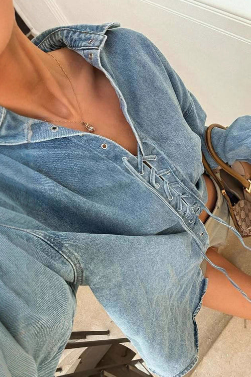 Cool Instincts Long Sleeve Denim Top