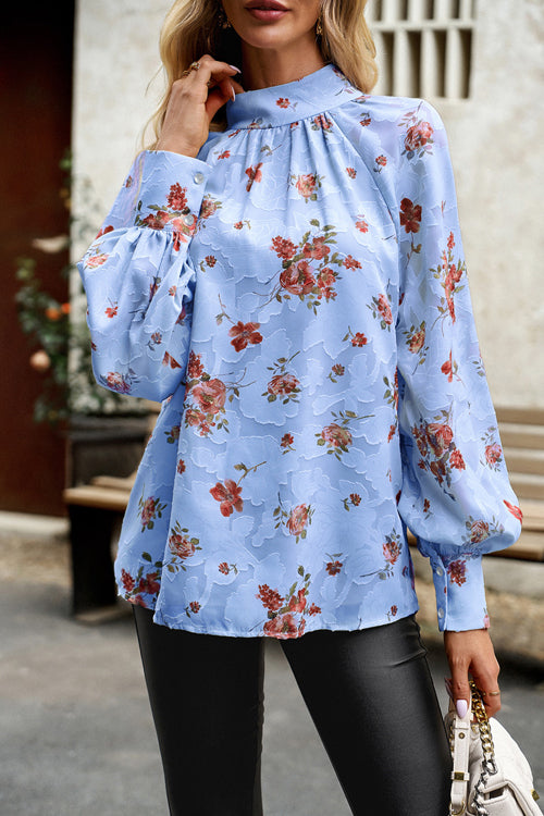 You're The Reason Floral Print Long Sleeve Top - 4 Colors Blue