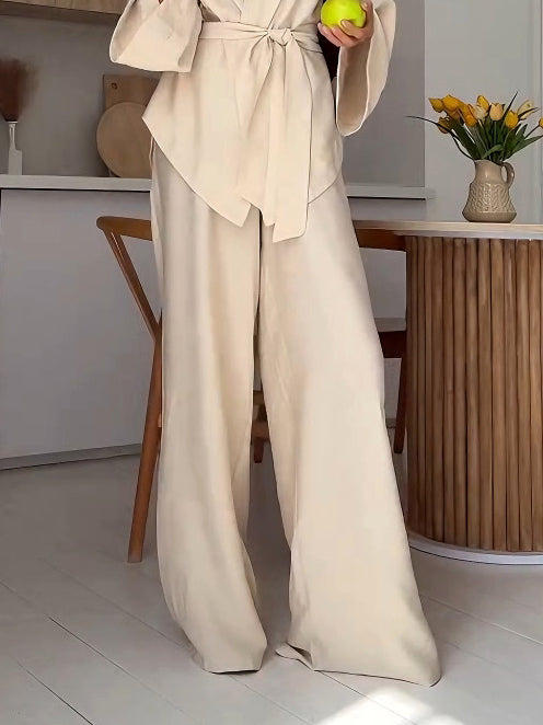 Casual Elastic Loose Wide-leg Pants Apricot