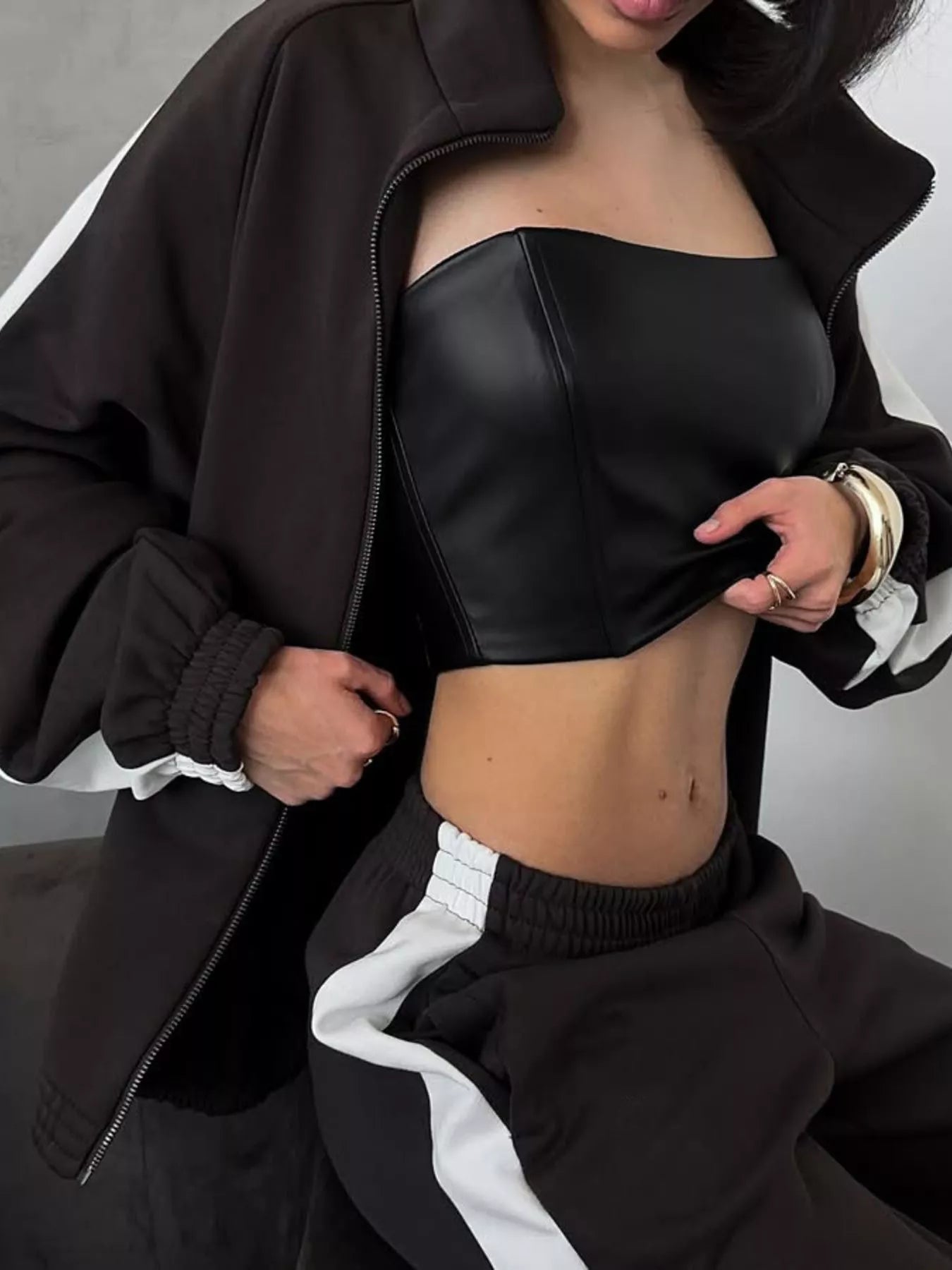 Zip Up Long Sleeve Outerwear and Pants Set