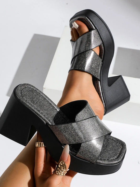 Platform Sandals for Women - Block Heel Slides