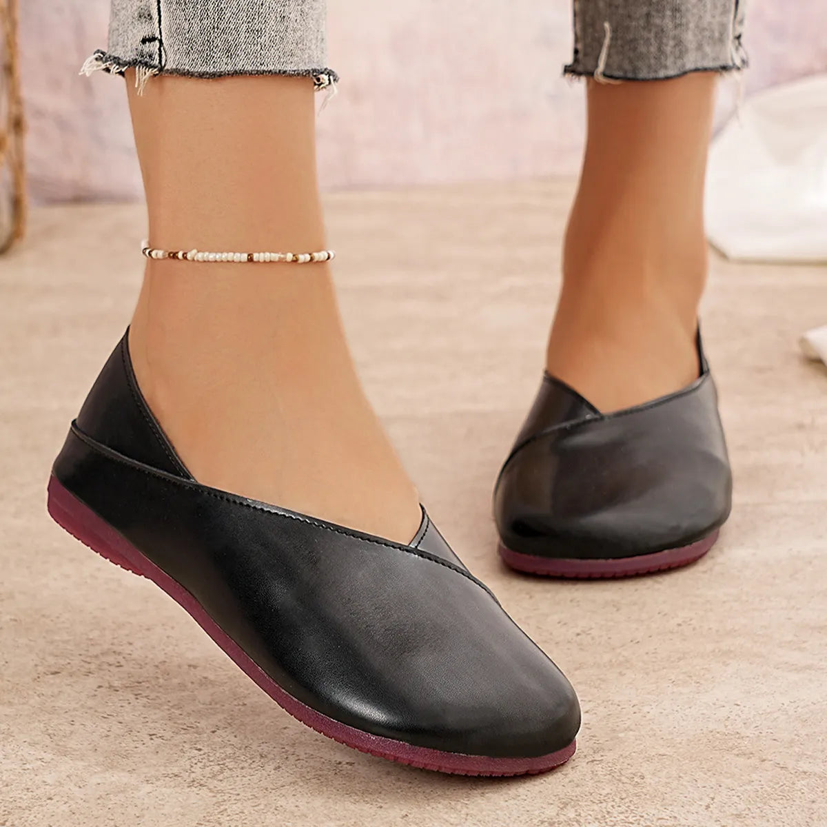 Women’s Round Toe Flats Slip-On Shoes – Comfortable Casual Ballet Loafers