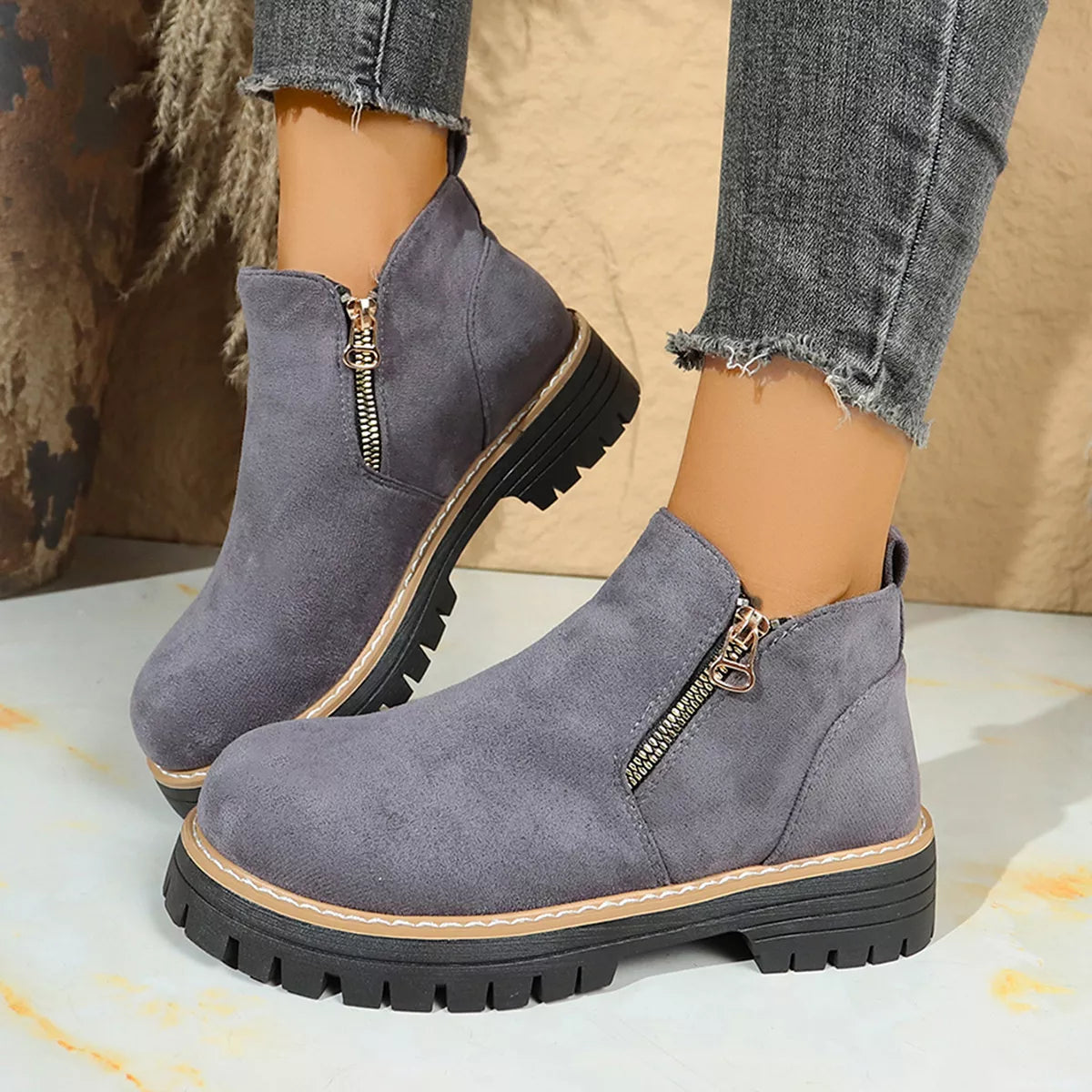 Round Toe Platform Boots