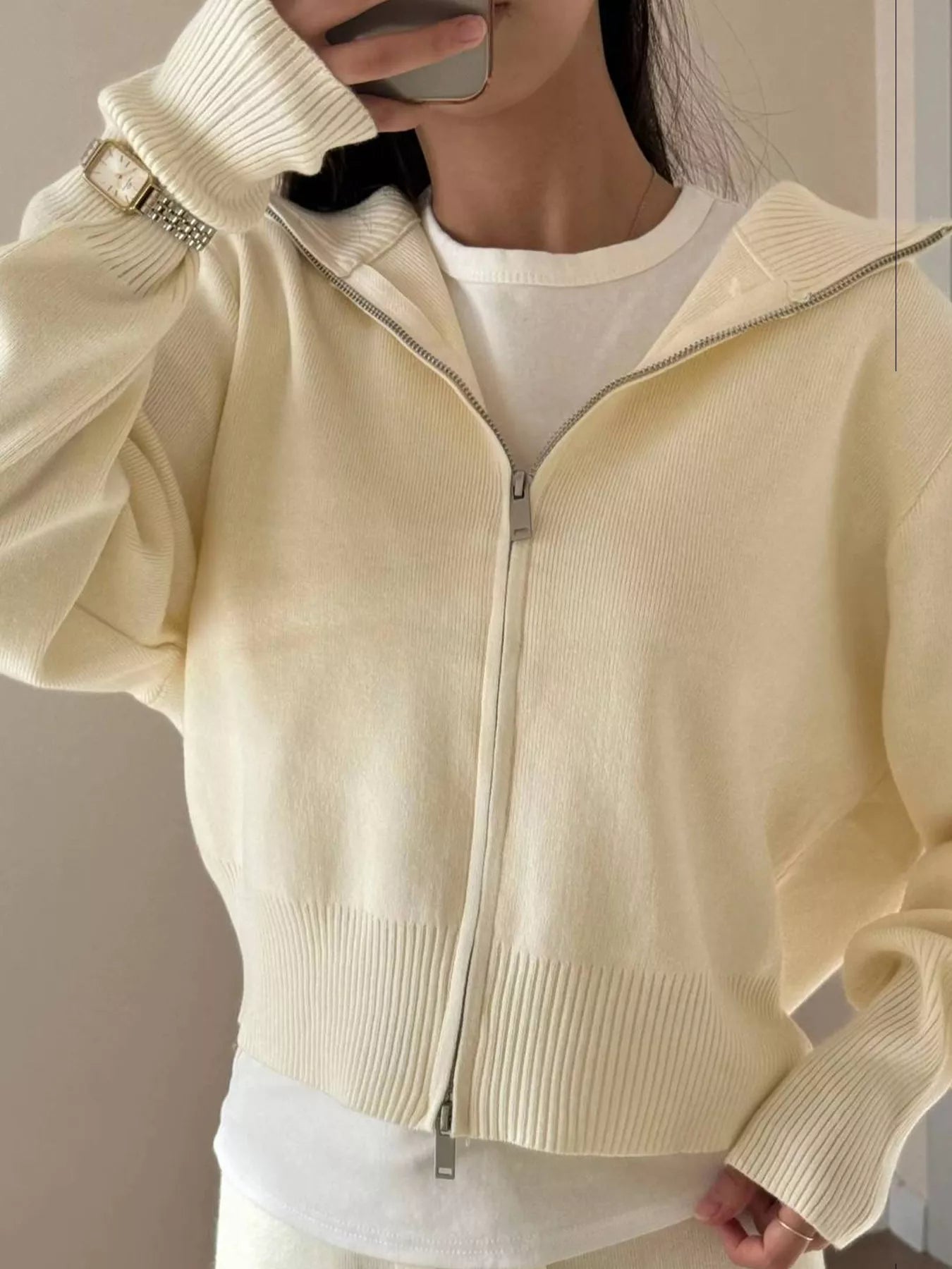Plush Zip-Up Hoodie and Pants Set
