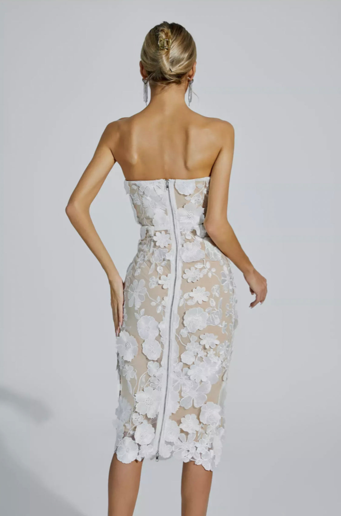 Anais flower lace midi dress