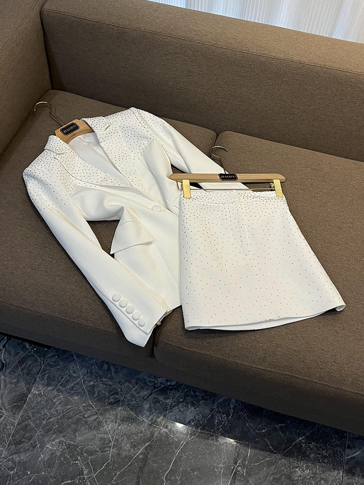 Gina white Blazer/skirt set Set