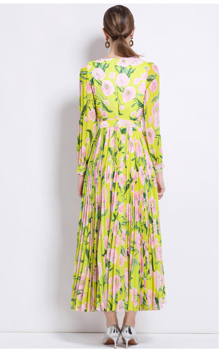 Limonetta Blossom Pleated Dress