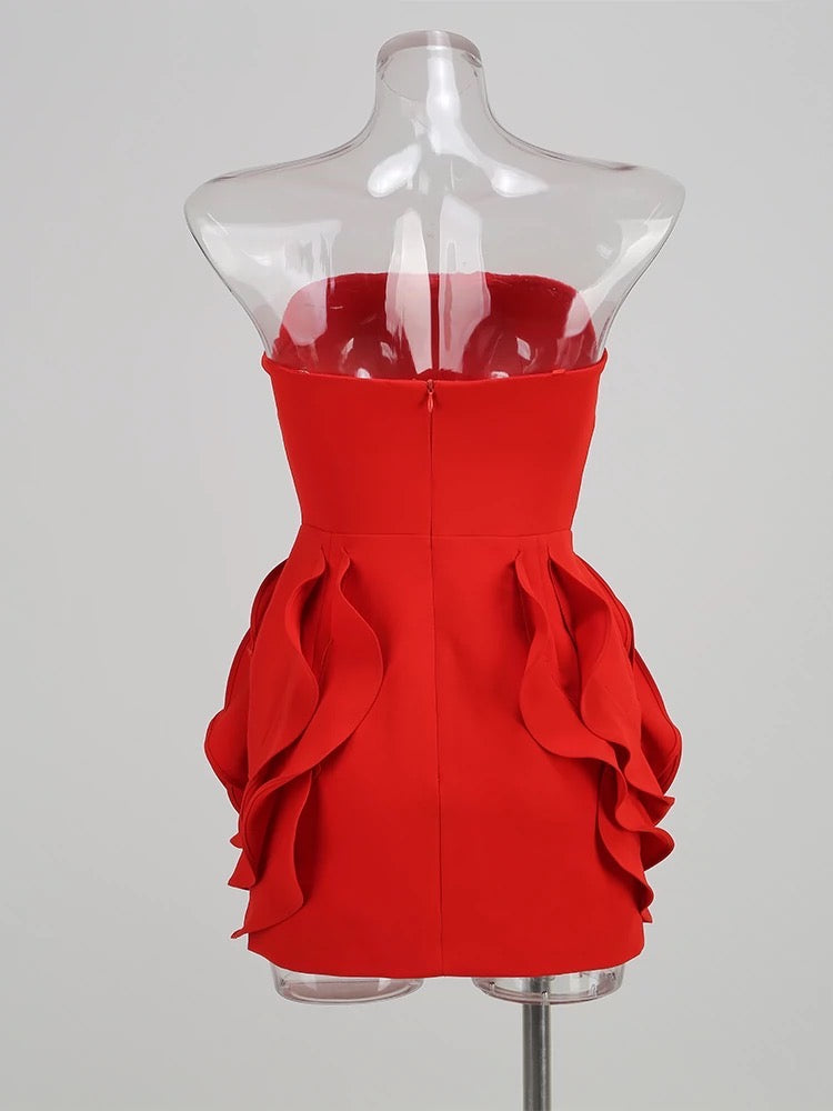 Lori flower red mini dress