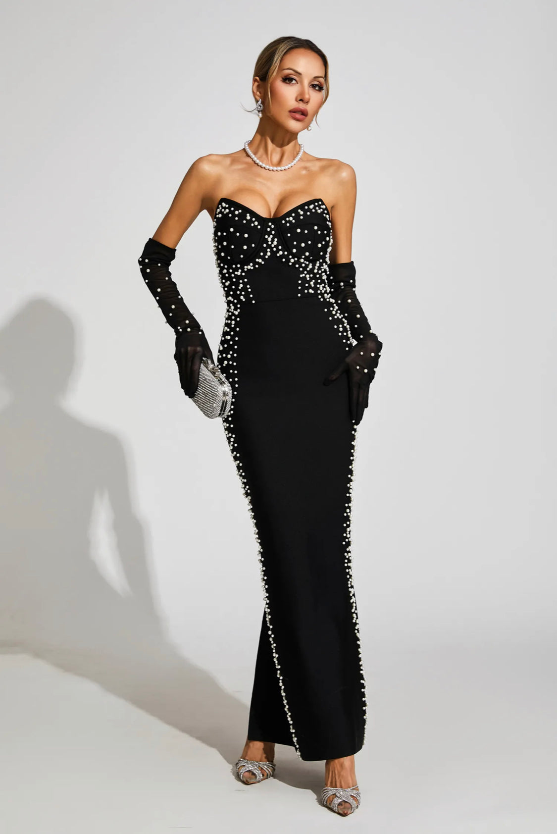 Pearl adorned maxi dress