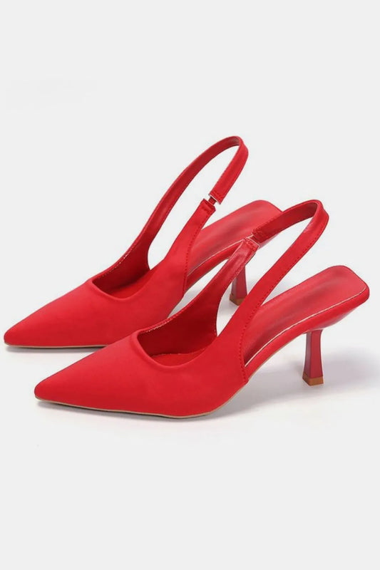 PU Leather Point Toe Pumps Red