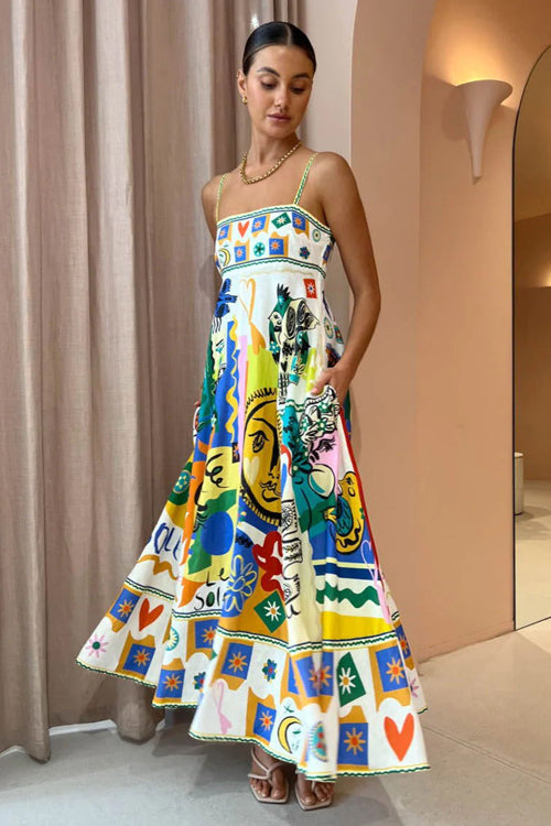 Share Your Happiness Print Maxi Dress - 9 Colors Geometric Print