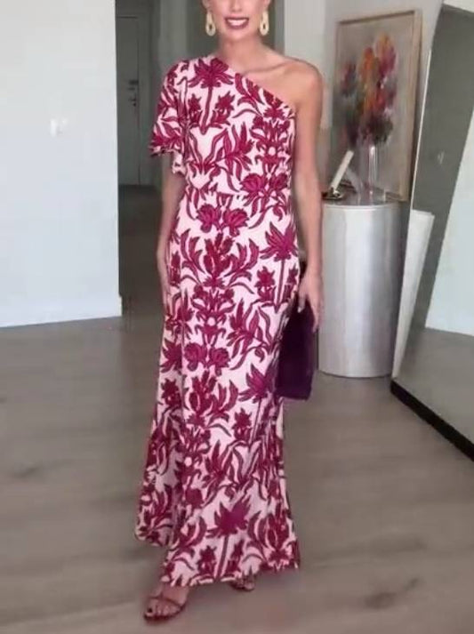Two-Way Off-Shoulder Print Dress
