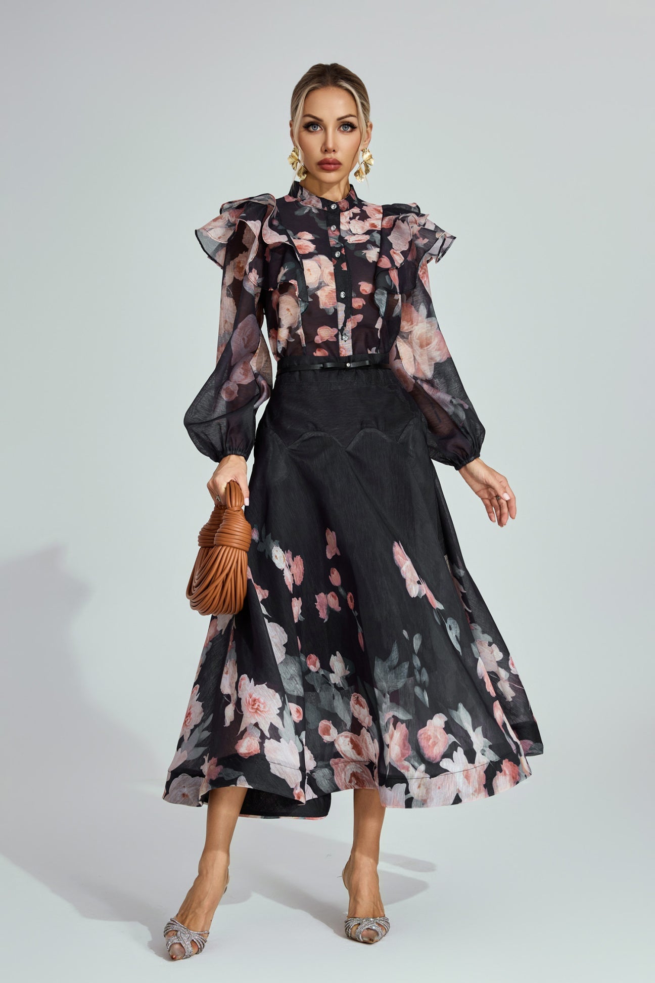 Vivienne Garden Ruffle Midi Set Size M