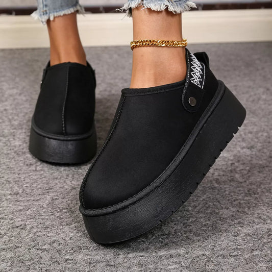 Stylish Suede Boots - Platform Fur-Lined