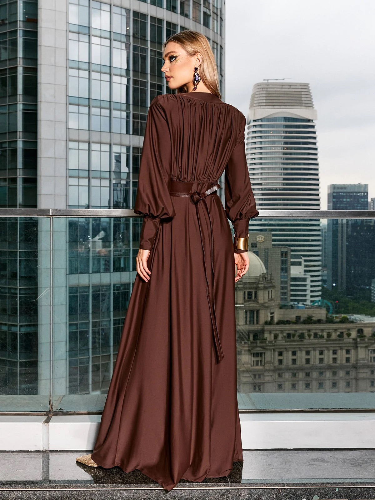 Annabel belted maxi dress