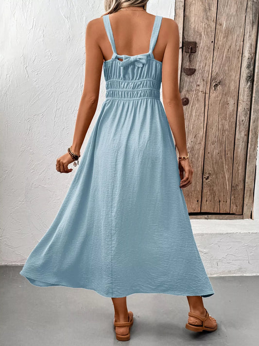 Midi Dress for Women Sleeveless Smocked Casual