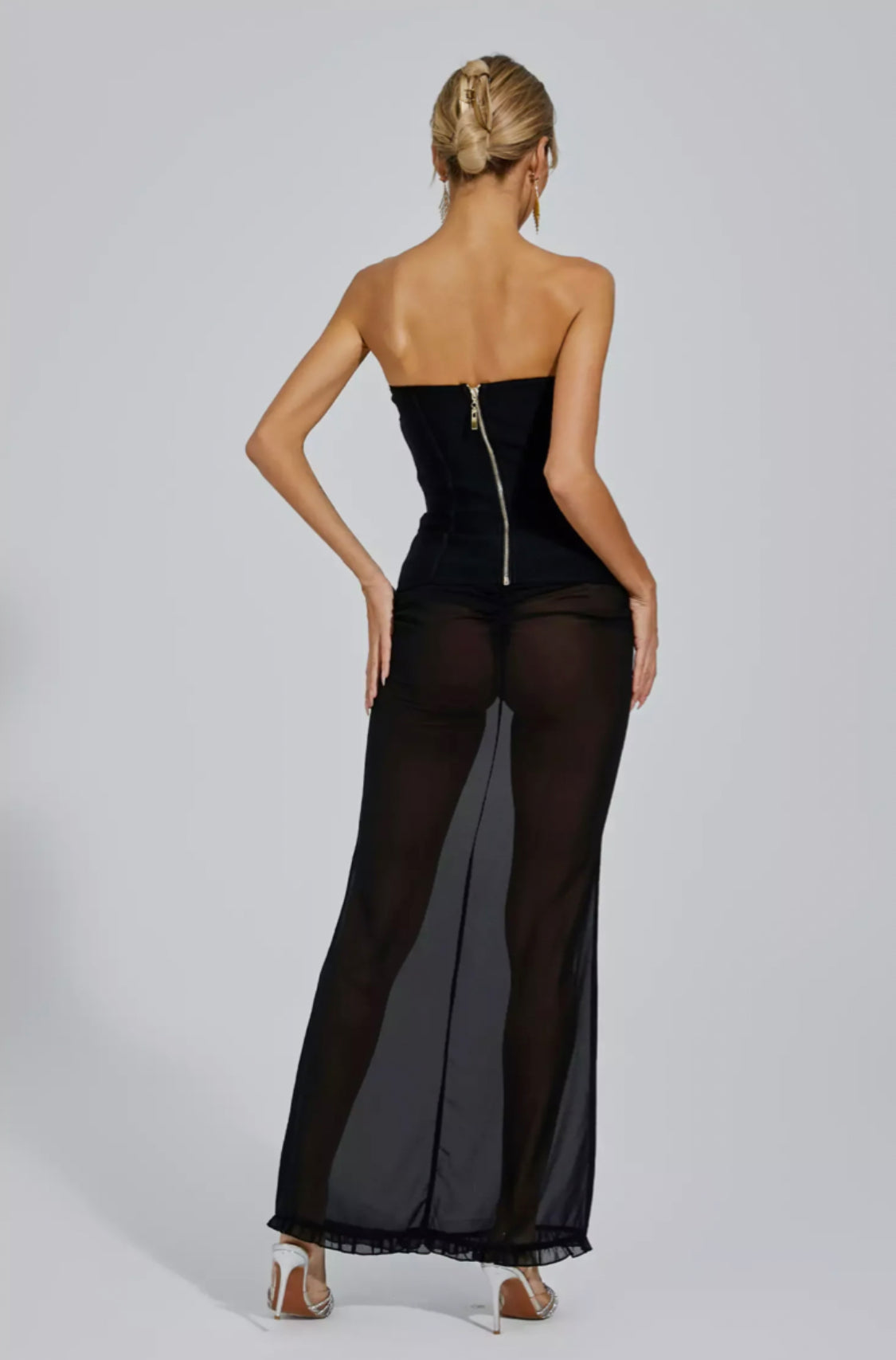 Paityn black bustier/skirt set