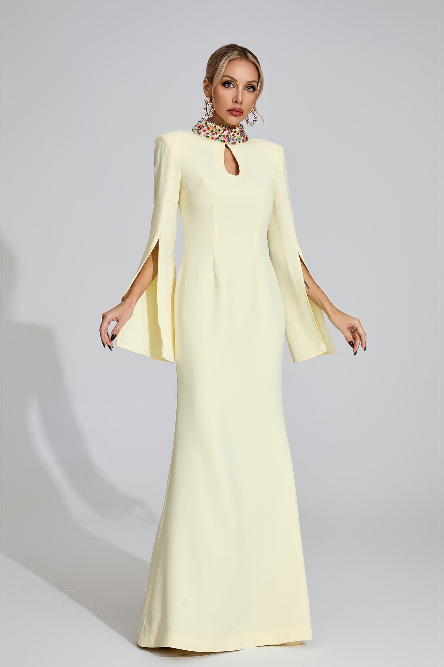 Aurora Crystal Collar Cape Gown size M