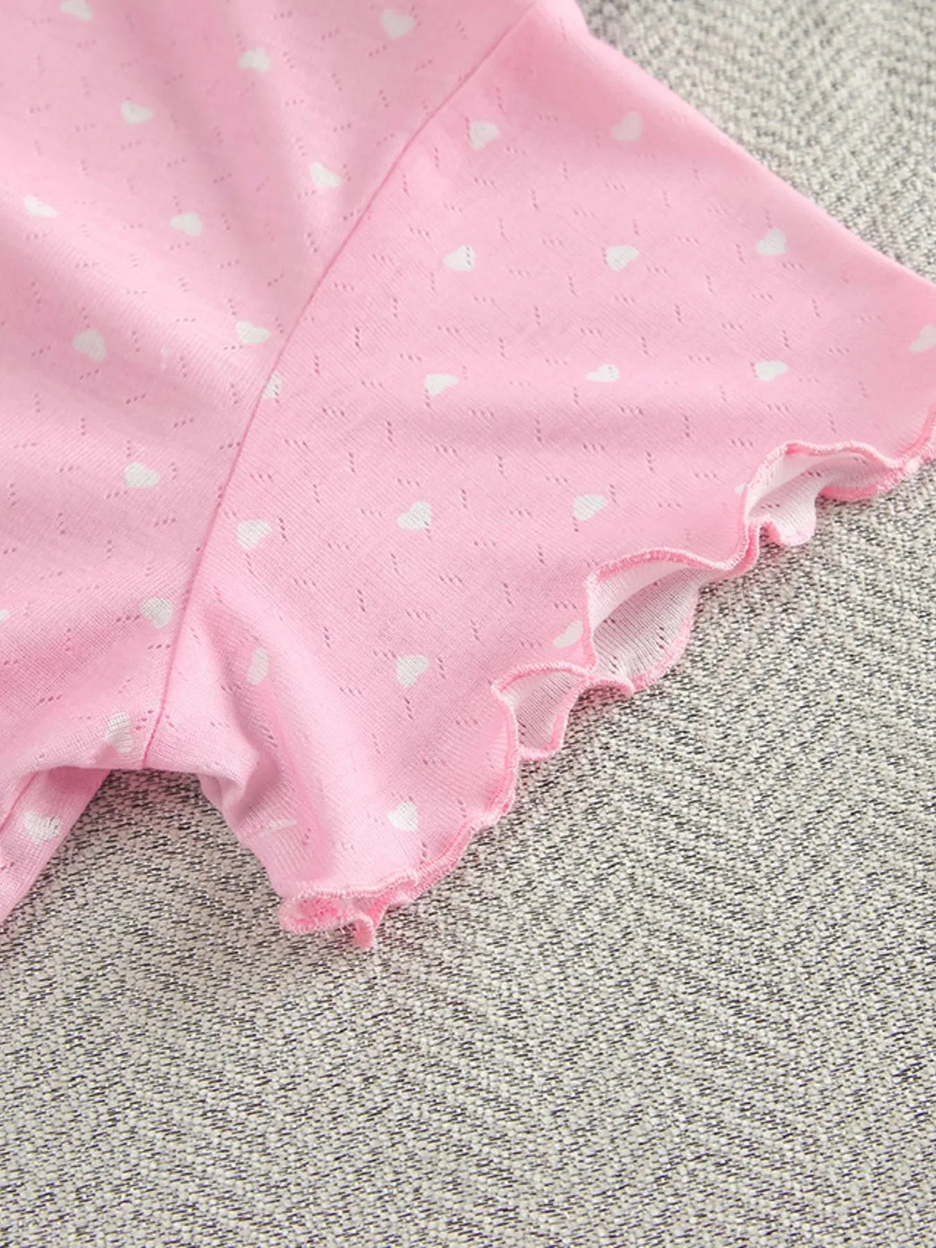 Sweet Pink Polka Dot Lounge Set – Soft Round Neck Top & Pants