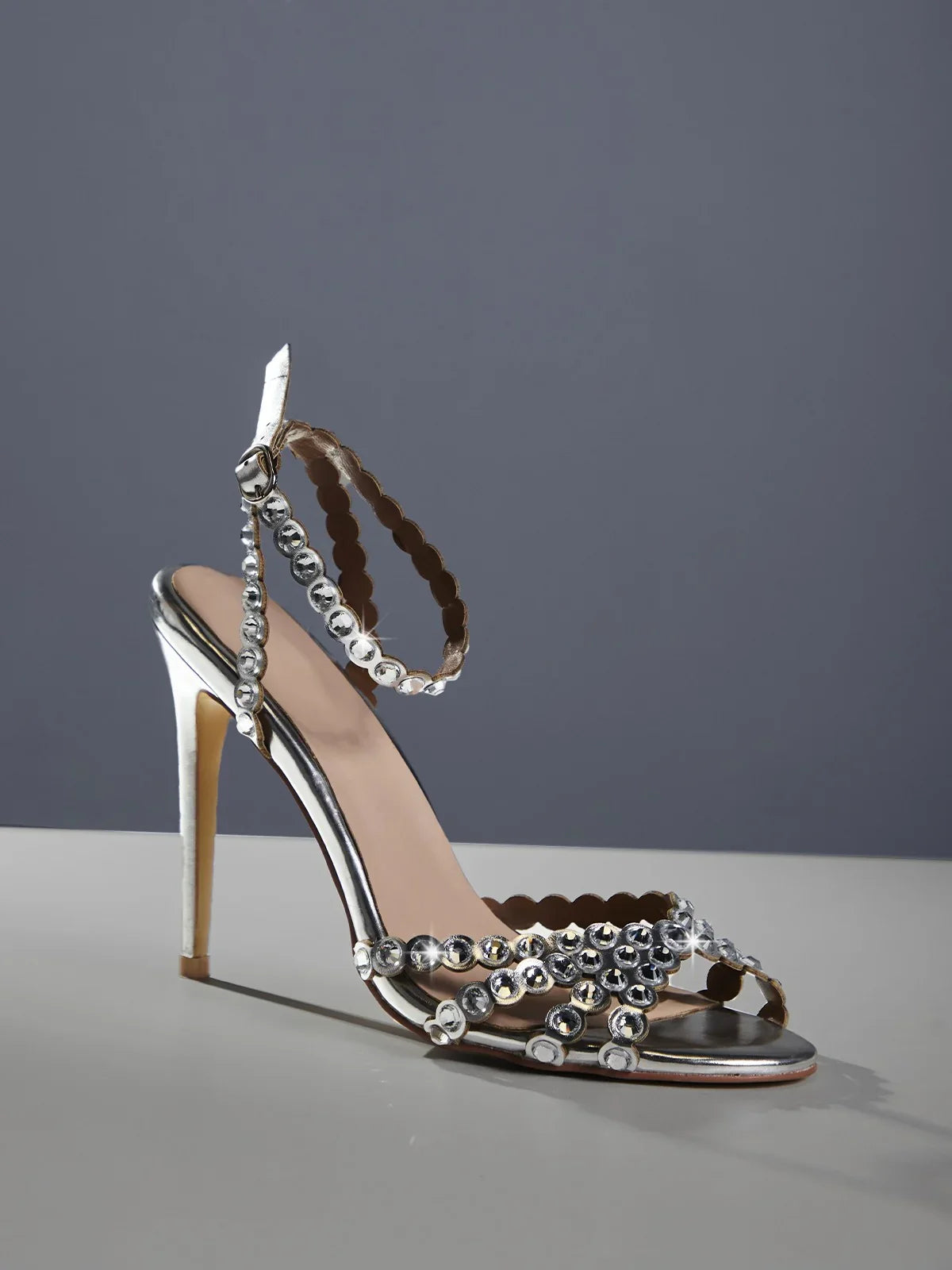 Rhinestone high heels sandals