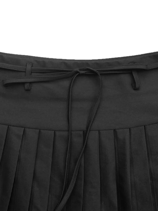 Tied Pleated Mini Skirt