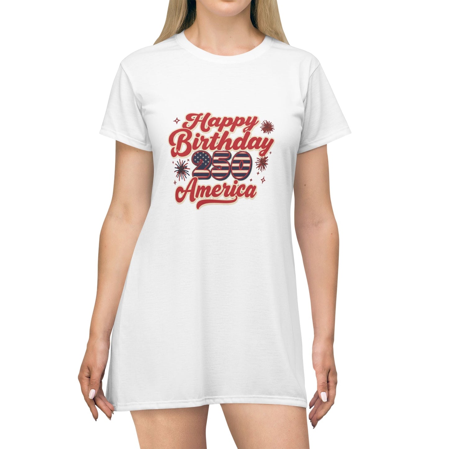 Happy Birthday 250 America Patriotic T-Shirt Dress