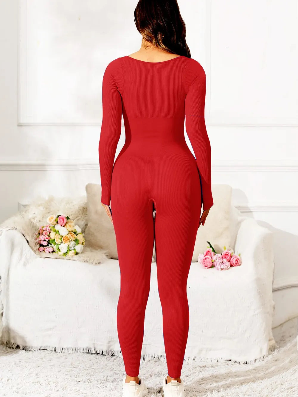Long Sleeve Jumpsuit – Scoop Neck, Activewear Essential