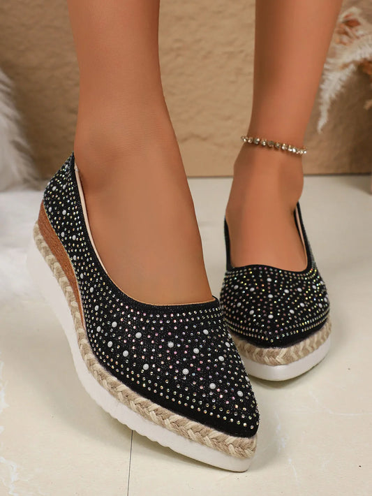 Dazzle & Shine Rhinestone Wedge Slip-Ons