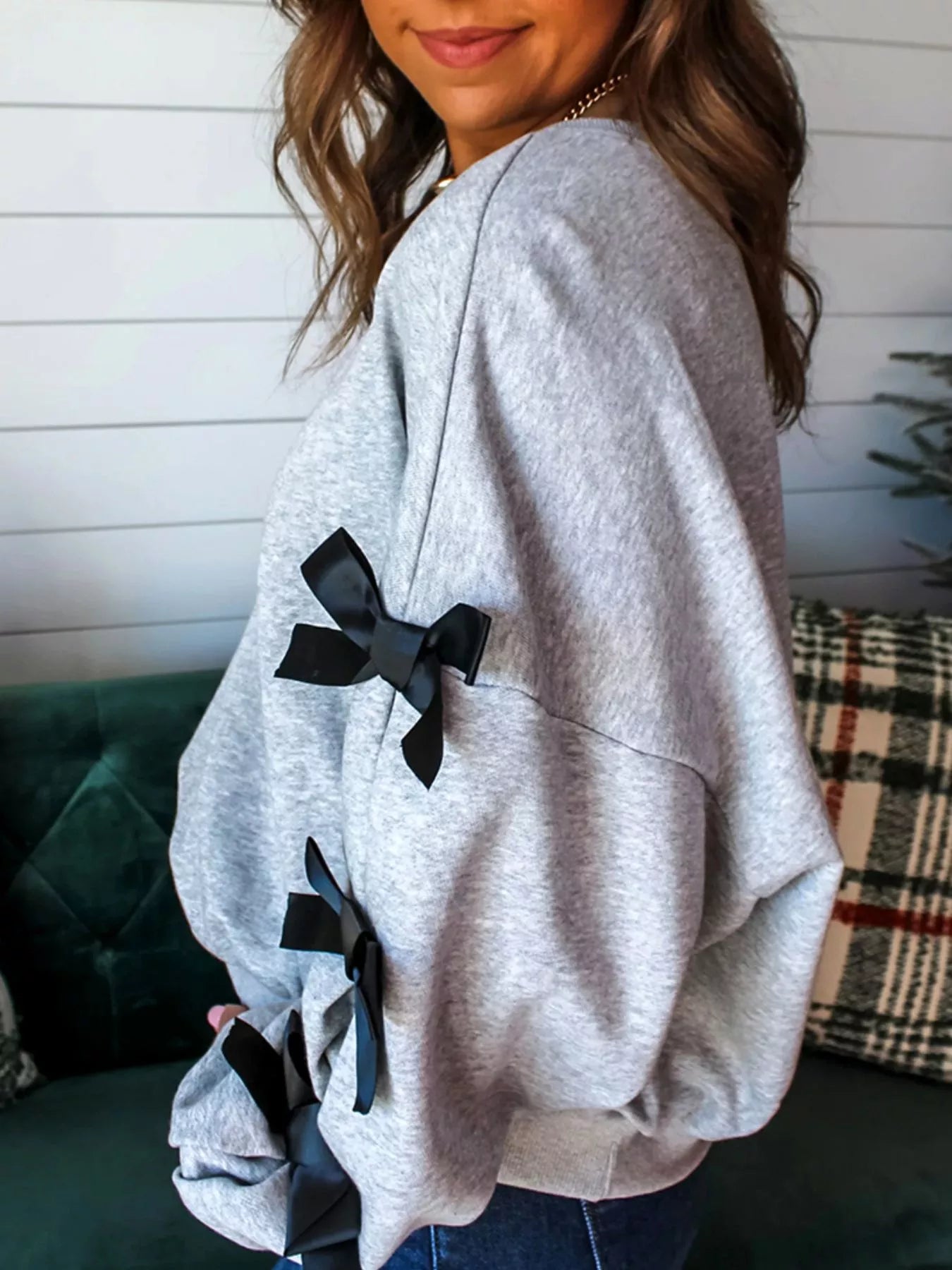 Howdy Christmas 4 Trees Ribbon Bow Decor Sweatshirt