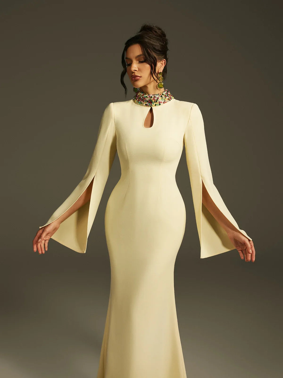 Aurora Crystal Collar Cape Gown size S