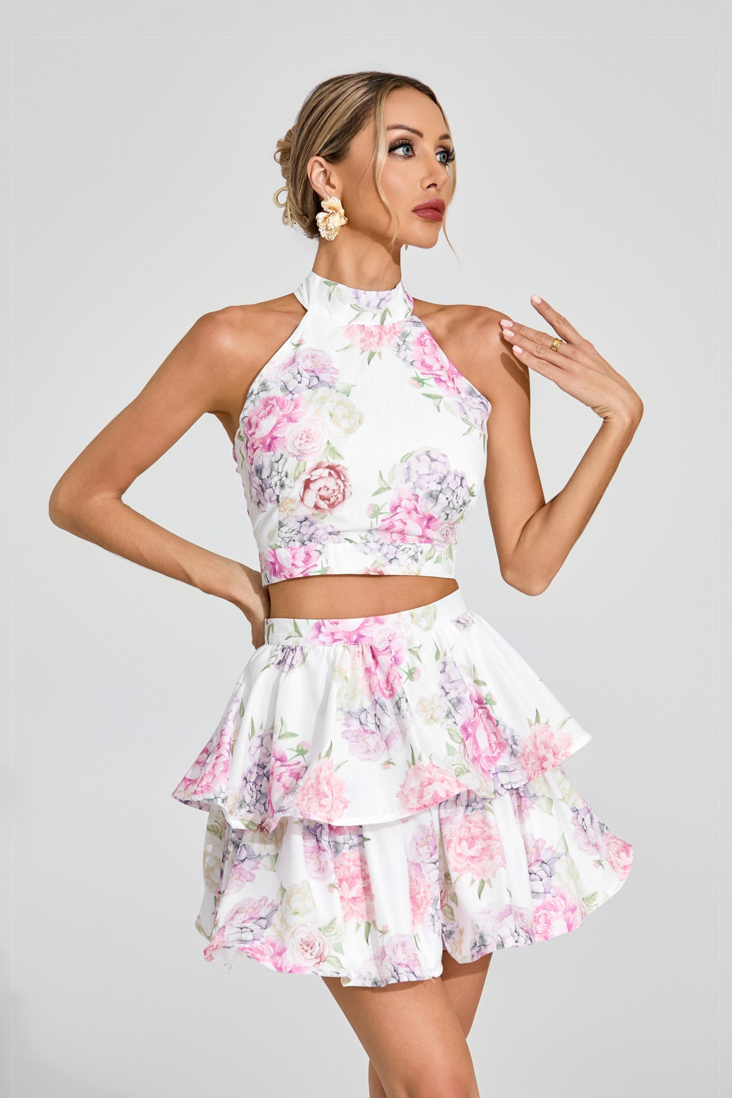 Lila Blossom Ruffle Two-Piece Set