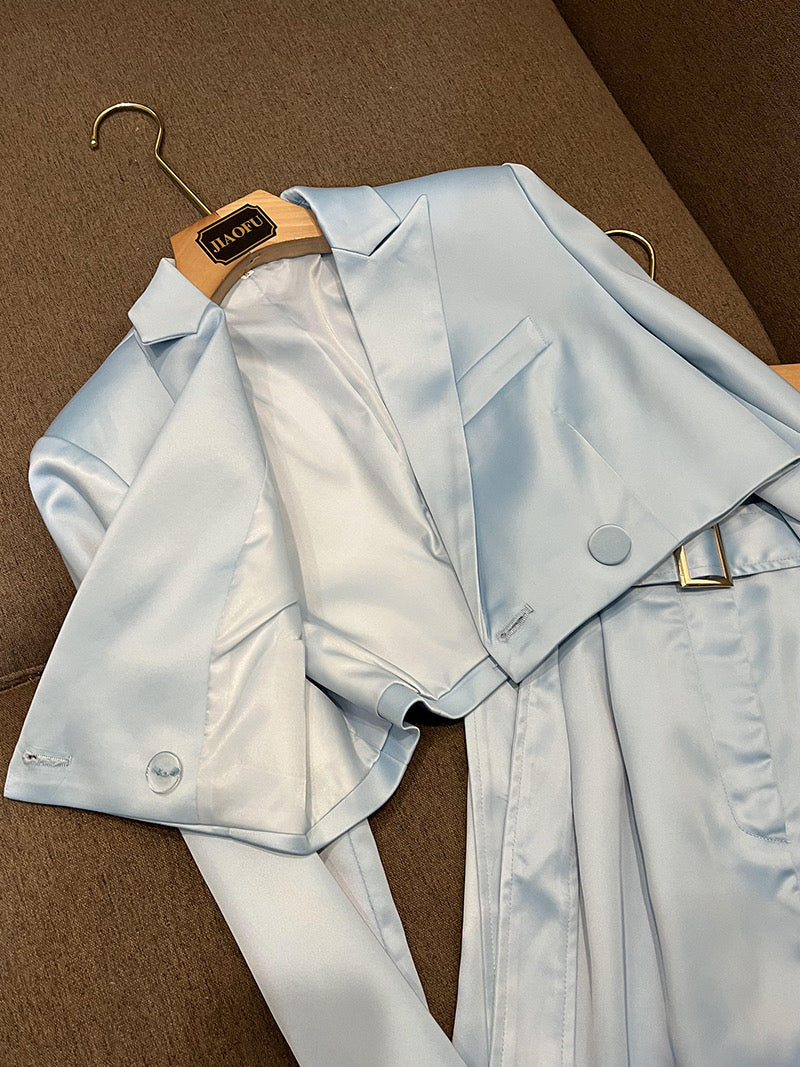 Sky blue satin set