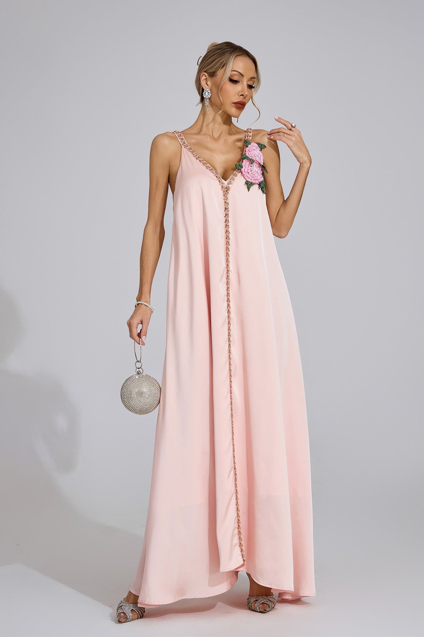 Aurélia Floral-Embellished Flow Dress