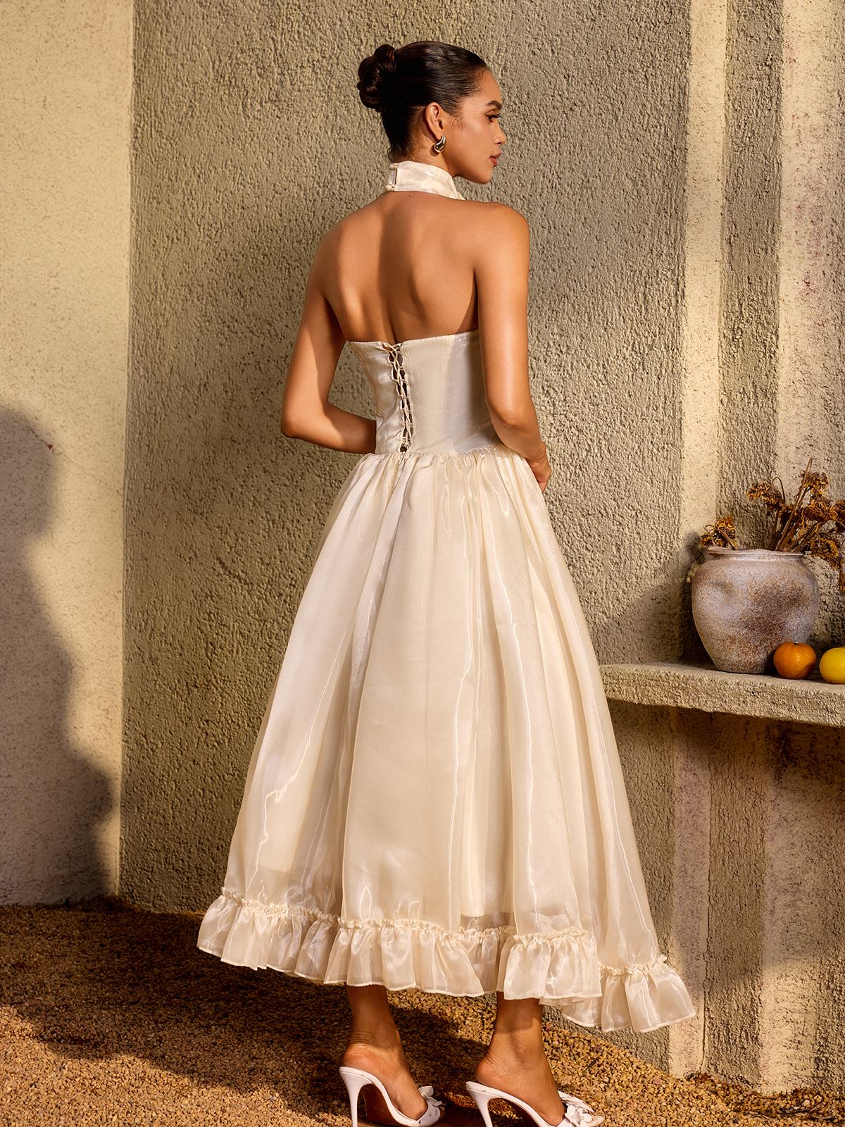 Marbella Satin Halter Midi Dress