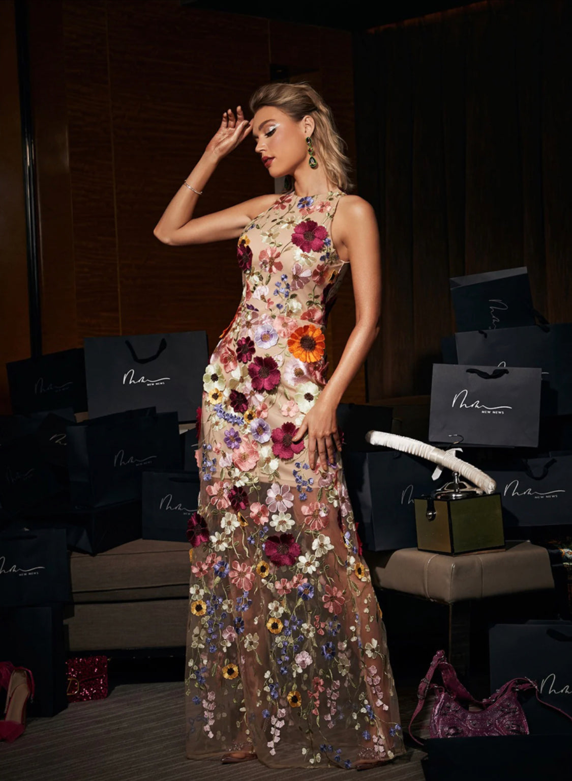 Loretta flower maxi dress
