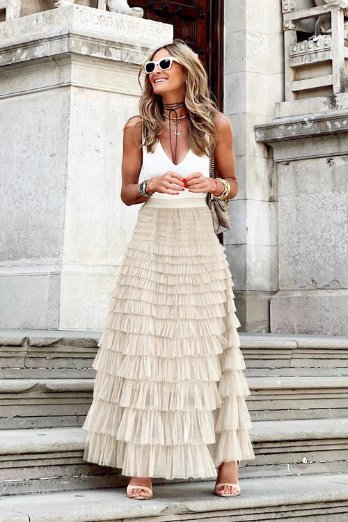 Superbly Stunning Layered Tulle Maxi Skirt - 5 Colors Beige
