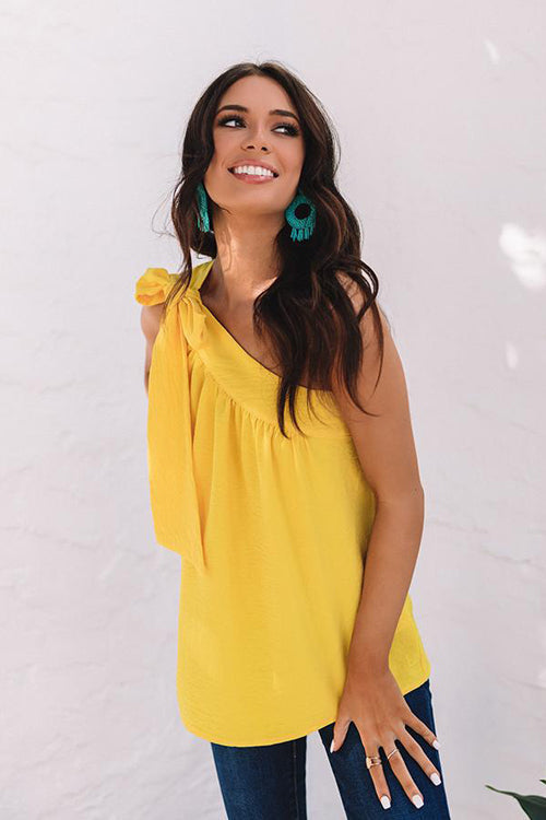 Fresh Outlook Bowknot Sleeveless Top - 3 Colors Yellow