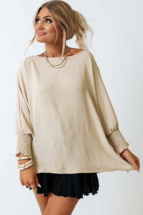 Speak Your Mind Oversize Smocked Top - 5 Colors Beige