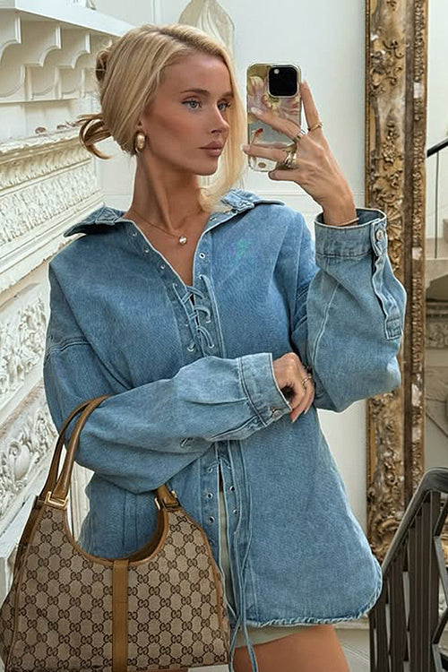 Cool Instincts Long Sleeve Denim Top