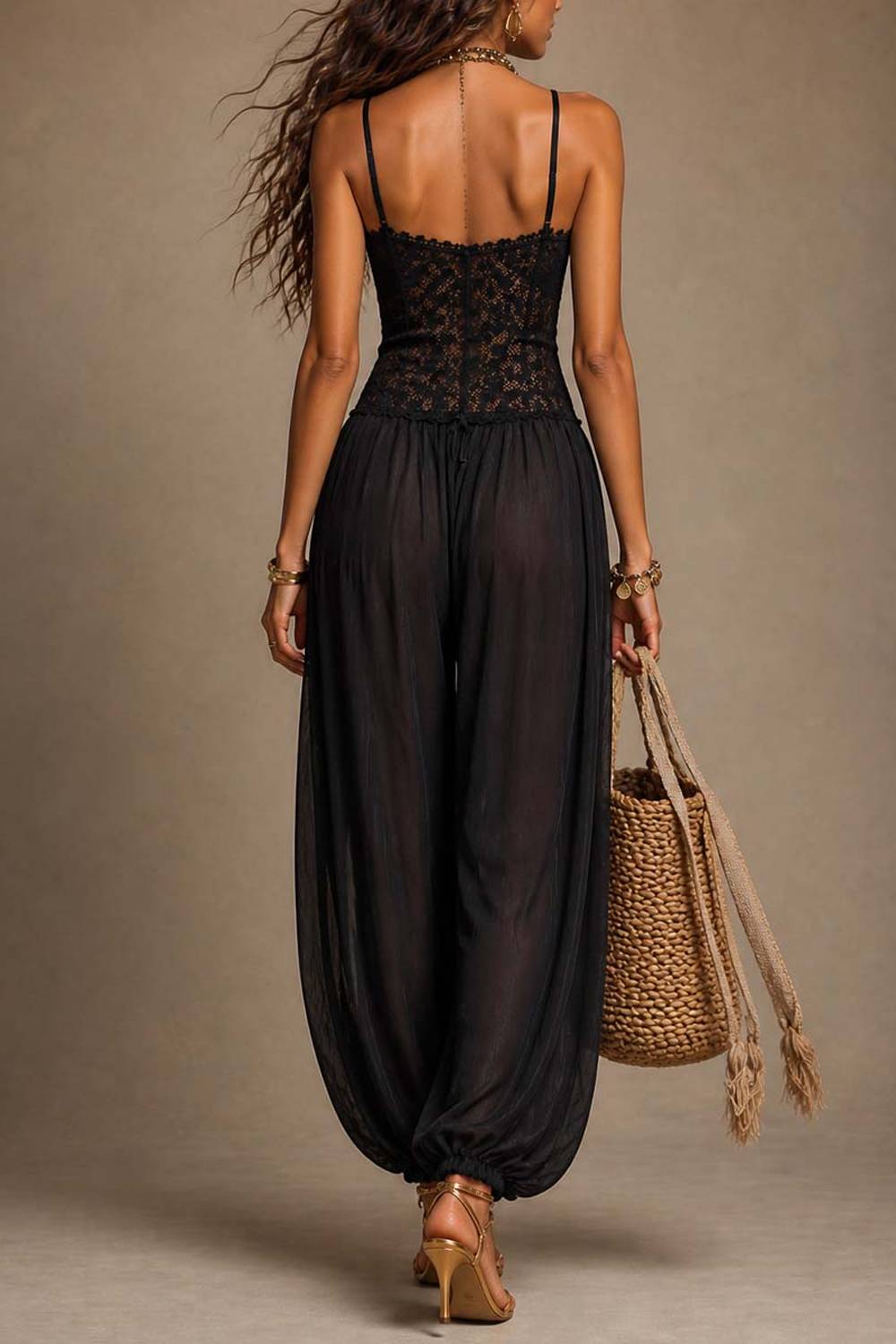 Boho Lace Cami Harem Jumpsuit