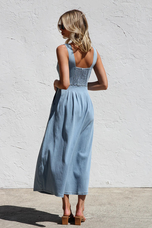 Didi Corset Bodice Denim Midi Dress - 2 Colors